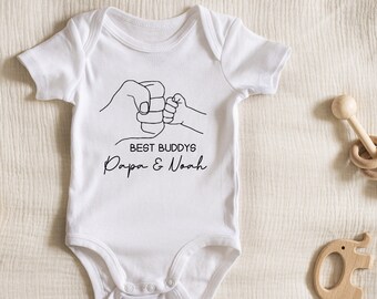 Baby bodysuit - Best Buddies | Gift for fathers | Dad & son/daughter - individually personalized with name - various colors | Father's Day