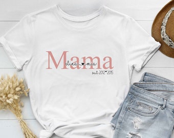 T-Shirt - Mama, Tante, Oma, ... - mit Namen der Kinder | Verschiedene Farben | Geschenkidee - personalisiert