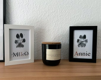 Personalized picture frame for the paw print / handprint / footprint - with or without impression set | 10 x 15 cm in white or black