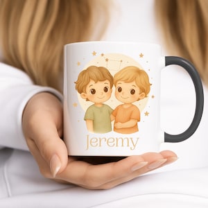 Zodiac sign mug two-tone - Gemini - Personalized with name - Gift idea for children Gemini - various colors - Name mug
