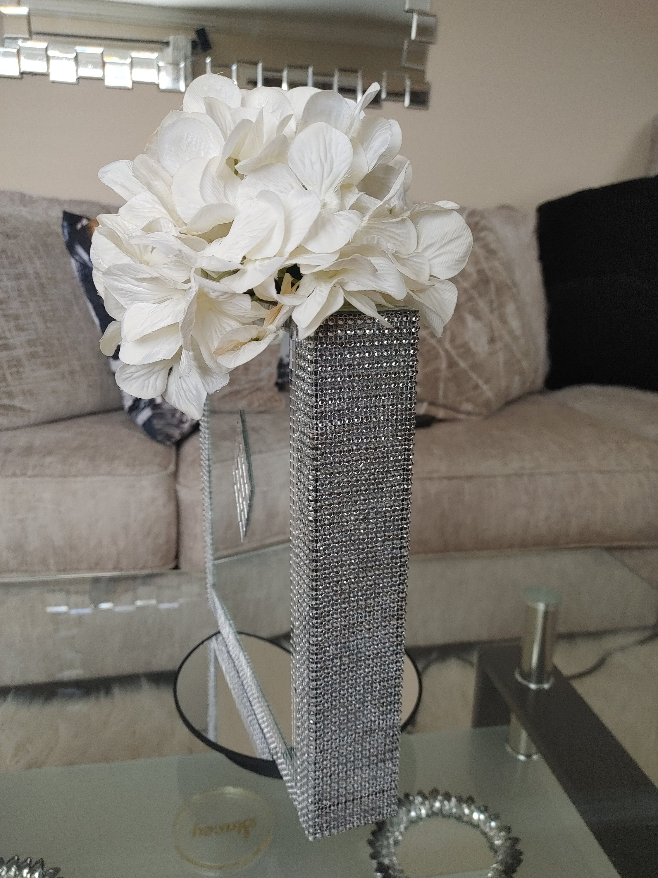 Silver Mirror Vase- 12High Mirror StripsHome Decoration  Accessories,Uniquely Yours. Transform your space into a magical place