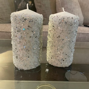 Bling Decorative Pillar Candles - (Set of 2)