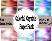 Colorful Abstract Crystals Digital Scrapbook Paper Pack, Digital Paper Pack, Paper Textures, Journal Paper , Book of Shadows pages