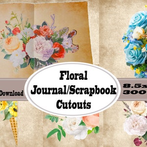 Floral Junk Journal Cutouts, Floral ephemera, Floral Scrapbook Cutouts, Floral Insert Cutouts, Vintage Floral Paper, Watercolor Floral Paper