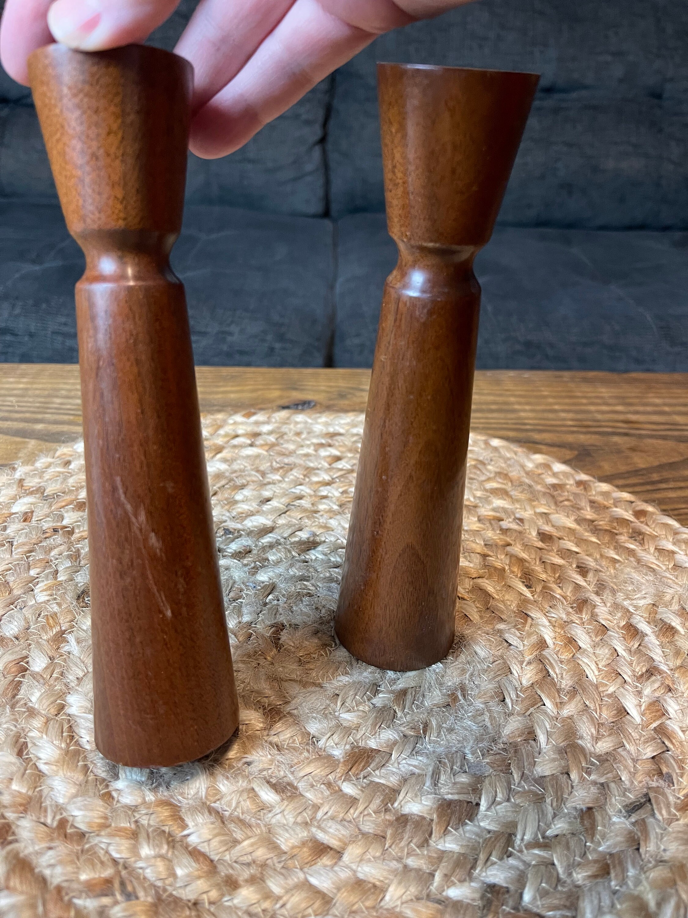 Beautiful Pair of MCM Danish Teak Wood Turned Candlestick Holders - Etsy