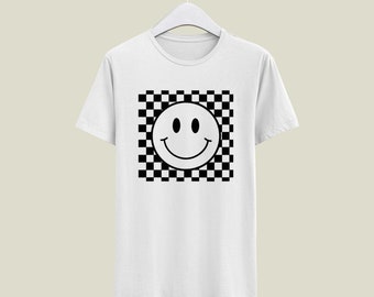 Checkered Smiley Face | Smiley | Checkered | Racing | Trendy