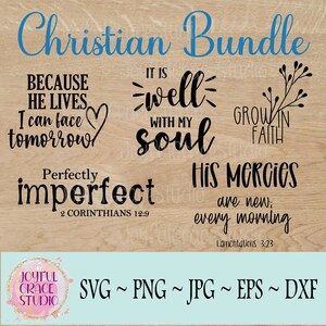 Paquete cristiano SVG, PNG, EPS, Jpg, Dxf, recortable e imprimible