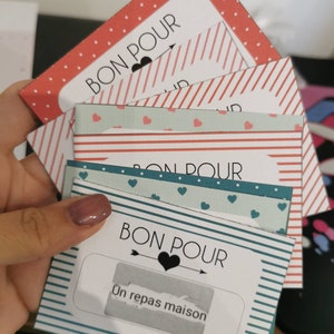 Cartes à gratter personnalisable, bon pour, ticket, Saint Valentin, anniversaire, noel, fête des mères ... Max 50 caractères/bon, lot de 8 image 1