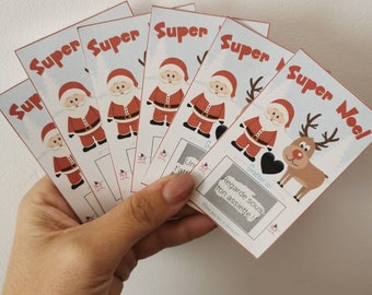 Carte à gratter de noël, à personnaliser, ticket à gratter, bons à gratter (lot de 6 cartes)