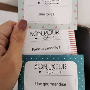 Cartes à gratter personnalisable, bon pour, ticket, Saint Valentin, anniversaire, noel, fête des mères ... Max 50 caractères/bon, lot de 8 image 2