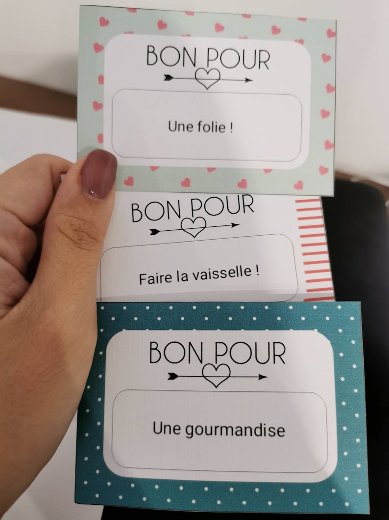 Cartes à gratter personnalisable, bon pour, ticket, Saint Valentin, anniversaire, noel, fête des mères ... Max 50 caractères/bon, lot de 8 image 2