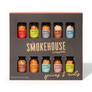 Smokehouse by Thoughtfully, Gourmet Grilling Spice Set in Mini Glass Bottles, Set of 10
