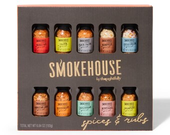 Smokehouse by Thoughtfully, Gourmet Grilling Spice Set in Mini Glass Bottles, Set of 10