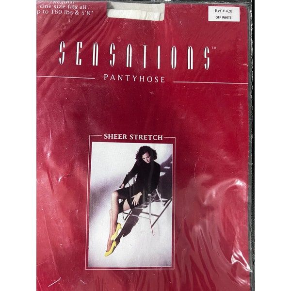4 Pack Sensations Vintage Pantyhose Off White QUEEN Size 160 lbs, To 5'8" SHEER Stretch - One Size D4 Drag Fashion