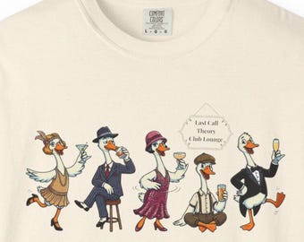 Camiseta Silly Goose Party Parade / Camiseta gráfica Whimsical Bar Flys Lounge