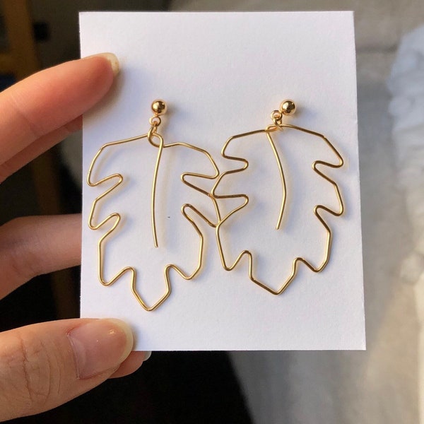 Wire Leaf Earrings Etsy