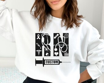 Custom RN Sweatshirt | Nurse | Hospital Crew | Nurse Squad | Nurse Life | Registered Nurse | Gift |