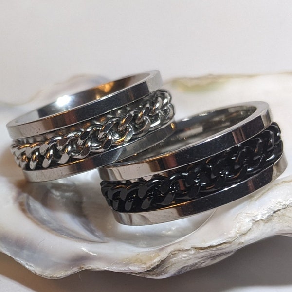 viking band set - silver set - promise rings for women - silver 2pcs - chain ring set - couples rings - Viking Couple Rings - Braided Rings