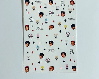 Stray Kids SKZOO| Stray Kids waterglijbaan nagelstickers| SKZ Nail Art| Kpop-nagelstickers| K-pop-nagelstickers