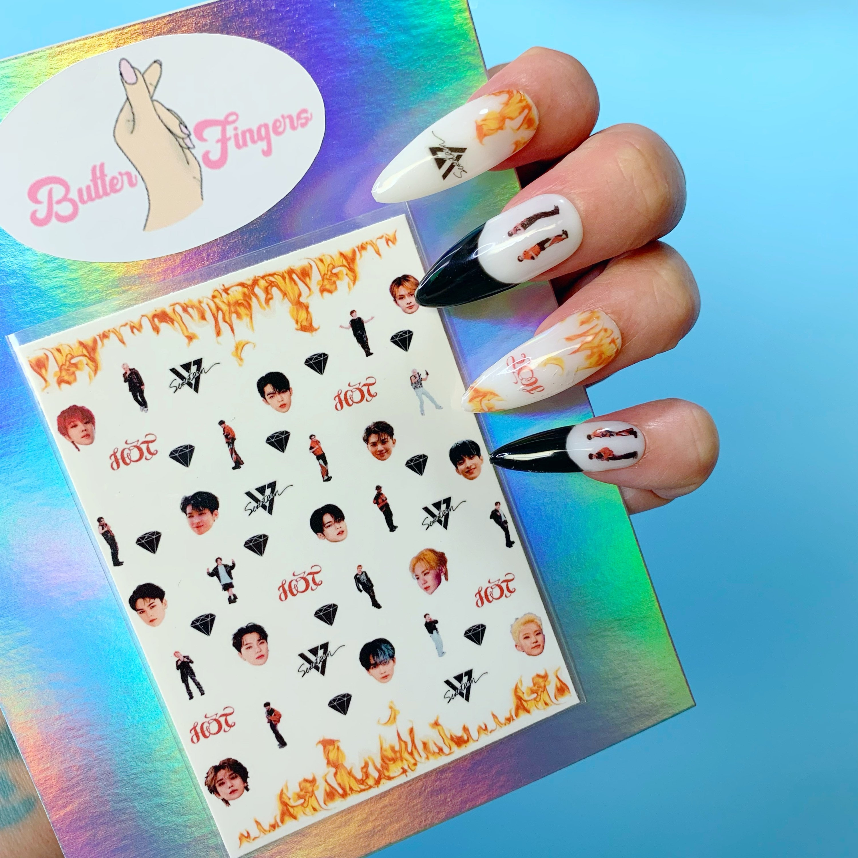 Seventeen Hot| Seventeen Waterslide Nail Decals| SVT Nail Art