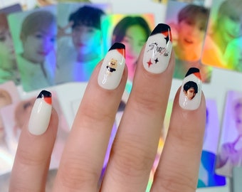 Stray Kids SKZOO| Stray Kids waterglijbaan nagelstickers| SKZ Nail Art| Kpop-nagelstickers| K-pop-nagelstickers