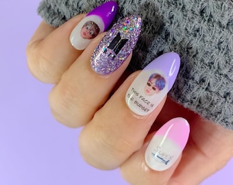B T S meme | Wasserschiebefolie Nagel Abziehbilder | Nagel Kunst | Kpop Nagelabziehbilder | K-Pop Nagelsticker