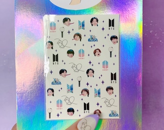 BTS 10th Anniversary| bts Waterslide Nail Decals| BTS Nail Art| Kpop Nail Decals| K-pop Nail Stickers