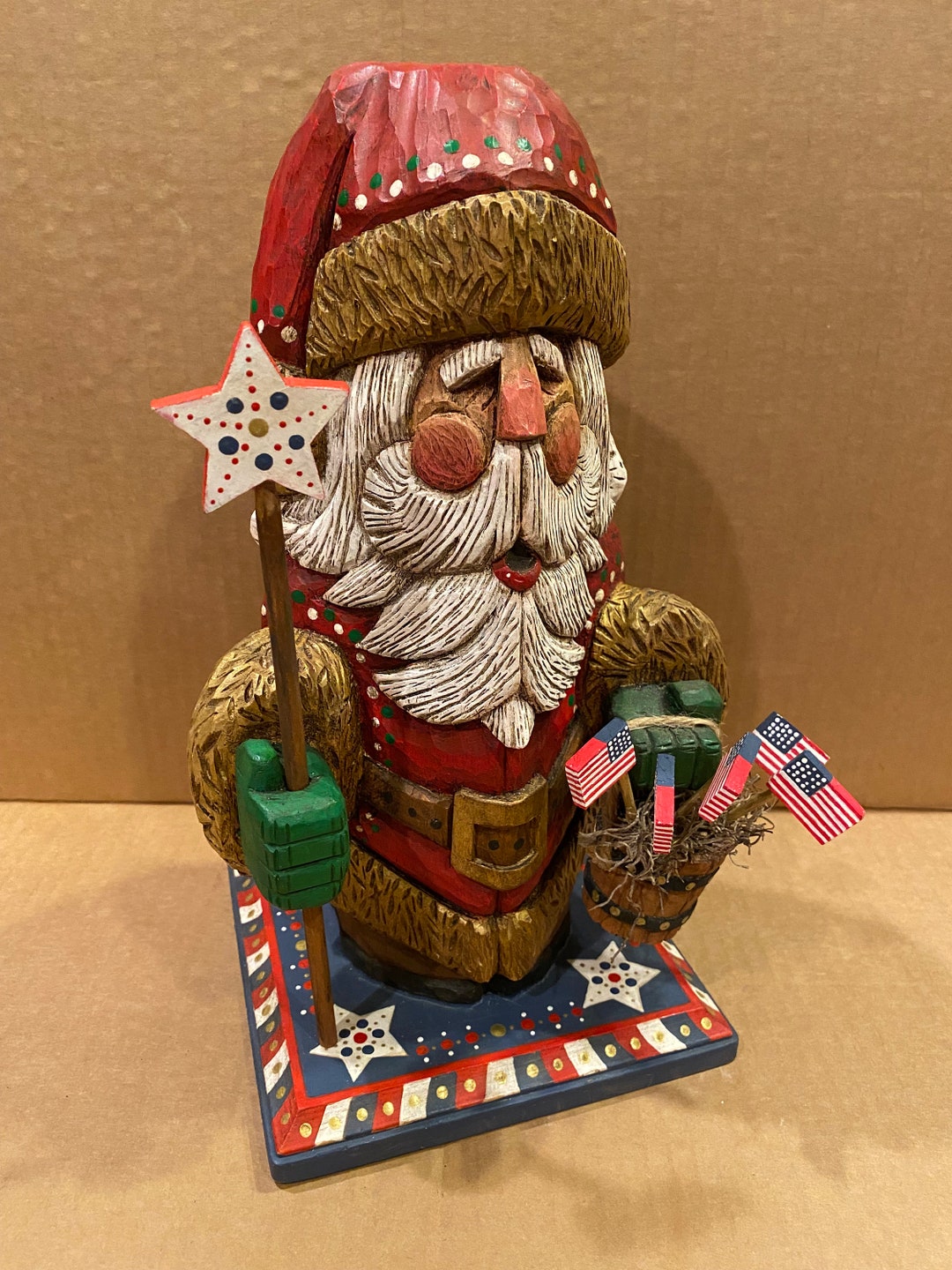 Hand Carved Old World Santa Claus one of a Kind Carved American Etsy