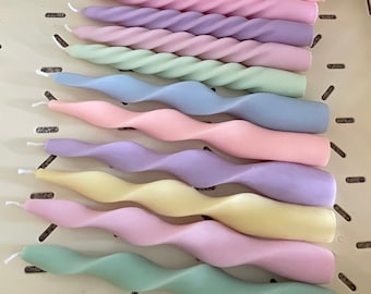 Spiral Twist Soy Wax Candle, Home Decor, Twist Tapered Pastel Candle, Dinner Table Candle, Handmade Pillar Candle, Wedding Gift Ideas