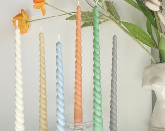 Narrow Twisted Pillar Candles, 11 1/4'' Spiral Candle, Spiral Taper Candles, Twisted Candle, Table Candle, Dinner Candle, Decorative Candle