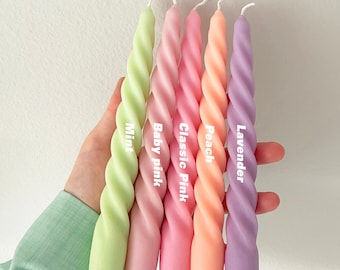 Twisted Soy Wax Candle: Pastel Swirl Taper Candle