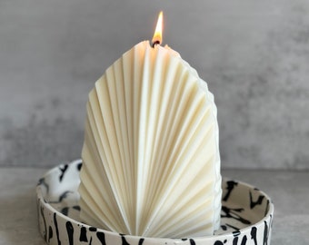 Undyed Geometric Candle, Striped Aesthetic Candle, Tall Pillar Candle, Unique Sculptural Candle, Decorative Modern Candle, Wavy Candle