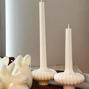 Undyed Soy Wax Pillar Candle: Tall Ribbed Geometric Candle