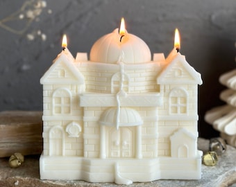 Christmas Village Candles, Undyed Christmas Candles, Christmas House Candles, Holiday Candles, Scented Candles, Candles for Christmas Gift