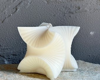 Unique Design Aesthetic Candle, Wavy Striped Sculptural Candle, Large Shaped Pillar Candle, Decorative Candle, Modern Geometric Candle