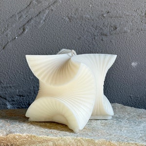 Unique Design Aesthetic Candle, Wavy Striped Sculptural Candle, Large Shaped Pillar Candle, Decorative Candle, Modern Geometric Candle