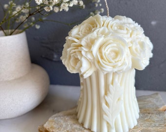 Large Bouquet Candles, Sculptural Candles, Rose Candles, Home Decor, Wildflower Candles, Wedding favor, Valentine's Day Candle, Gift Idea