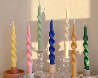 Twisted Spiral Candle, Swirl Candle, Taper Candle, Spiral Twist Soy Wax Candle Home Decor, Dinner Table Candle, Pastel Candle, Pillar Candle