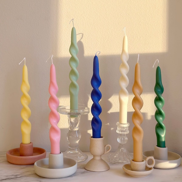 Twisted Spiral Candle, Swirl Candle, Taper Candle, Spiral Twist Soy Wax Candle Home Decor, Dinner Table Candle, Pastel Candle, Pillar Candle