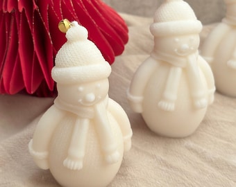Sneeuwpopkaars, geurkaars sojawas voor de feestdagen, kerstcadeau