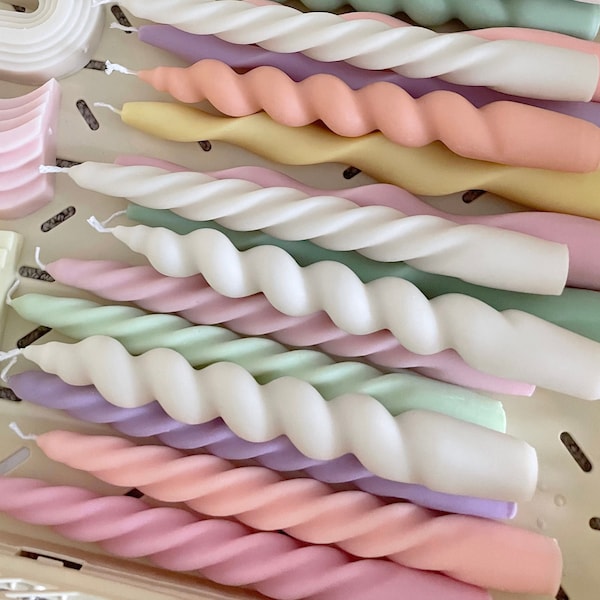 Spiral Twist Soy Wax Candle: Pastel Dinner Table Decor