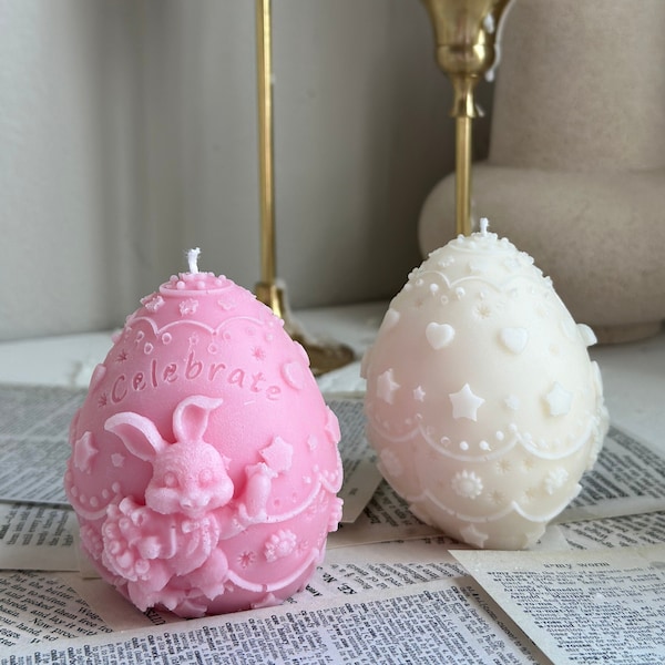 Easter Bunny Egg Candle, Easter Candle, Easter Favor Candle, Easter Egg Candle, Single Egg Candle, Easter Decorations, Handmade Candle