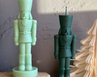 Nutcracker Candle: Hand-Poured Soy Wax Christmas Pillar Candle