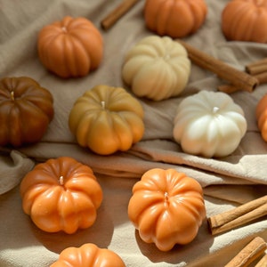Pumpkin Candles, Pumpkin Spice Scented Candles, Fall season, Autumn candles, Table Candles, Orange Bubble Candles, Scented Pumpkin Candles