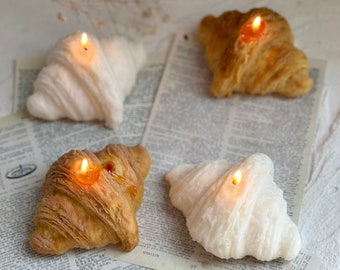 Croissant Candle: Unscented Soy Wax Food Candle