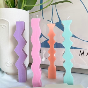 Wavy Pillar candle, Pastel Soy Candle, Wavy Sculptural Soy Wax Candle, Home Decor, Wavy Aesthetic Candle, Decorative Candle, Gift Ideas