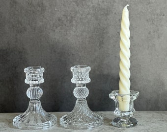 Crystal Glass Candlestick Holder, Minimalist Table Centerpiece