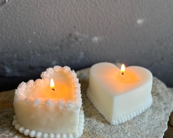 Lace Edge Cream Cake Candle: Soy Beeswax, Custom Scent