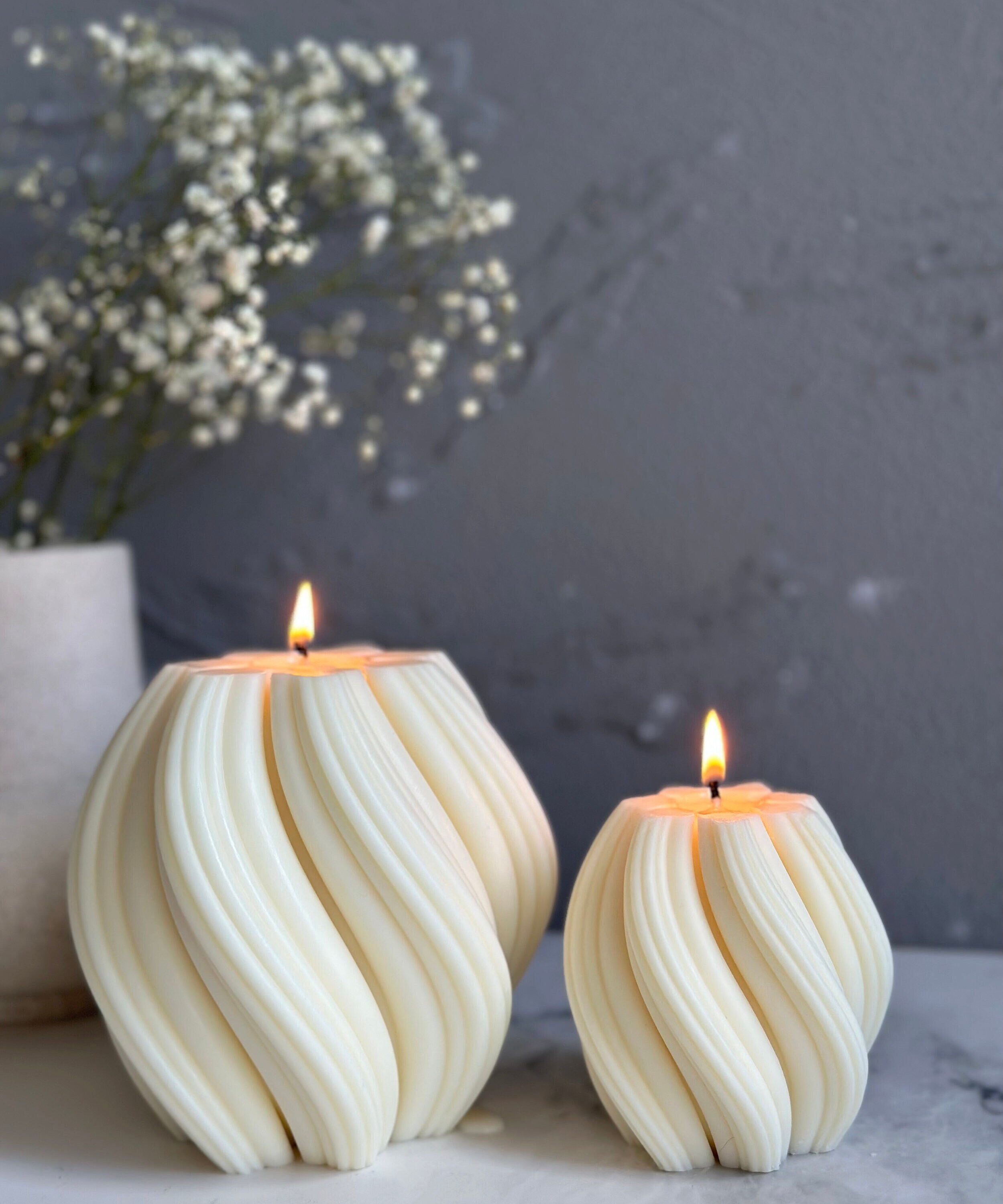 Unique Swirl Candle Mould Silicone,wavy Spiral Twisted Striped Soy Wax Mold  for Making Aesthetic Sculpture Scented Bougie Decor Wedding Gift 