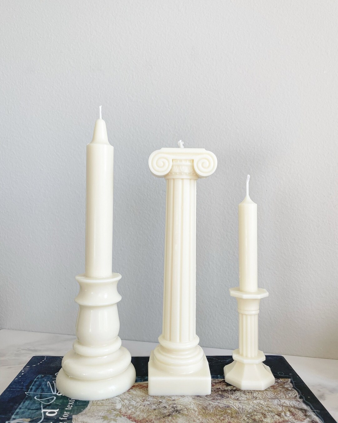 Sculptured Candle Dinner Table Candle Roman Column Candle Etsy